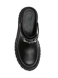 Leather Horsebit Mules