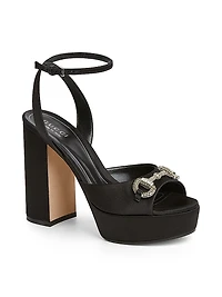 Satin Block Horsebit Sandals