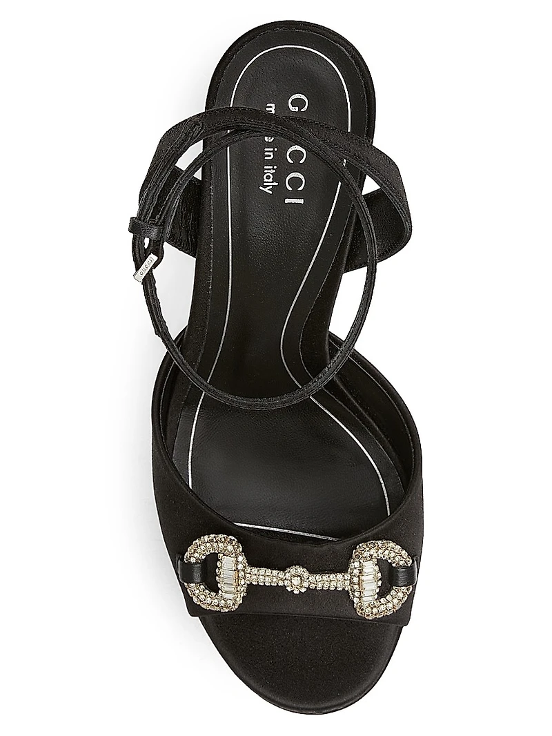 Satin Block Horsebit Sandals