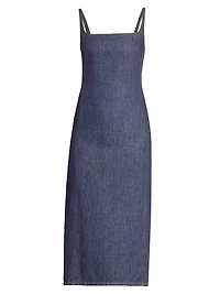 Denim Fitted Midi-Dress
