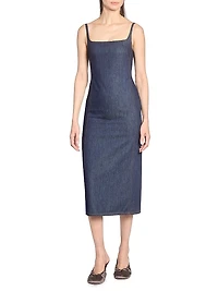 Denim Fitted Midi-Dress