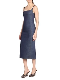 Denim Fitted Midi-Dress