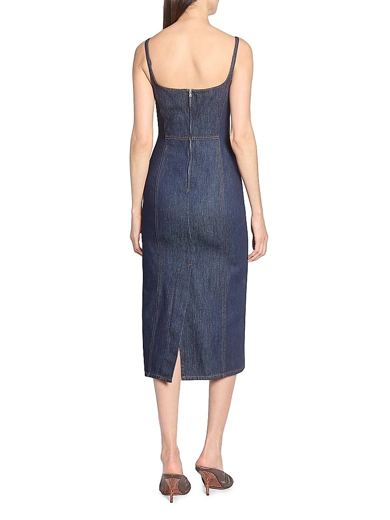 Denim Fitted Midi-Dress
