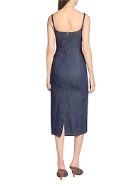 Denim Fitted Midi-Dress