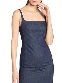 Denim Fitted Midi-Dress