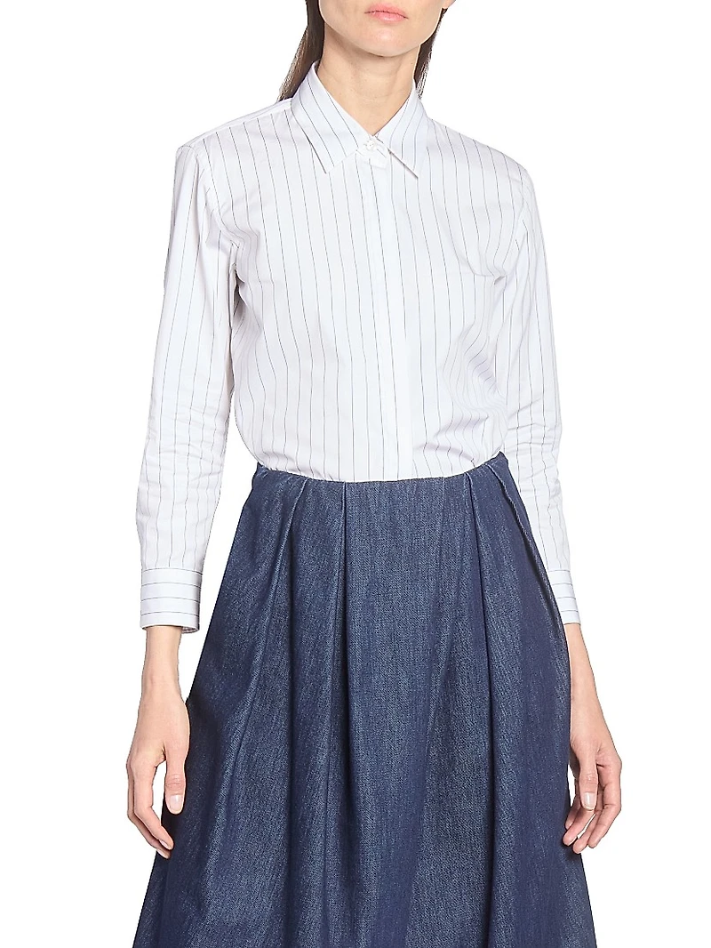 Boxy Mini Striped Cotton Shirt
