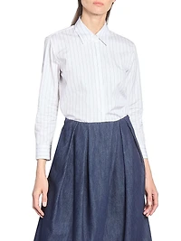 Boxy Mini Striped Cotton Shirt