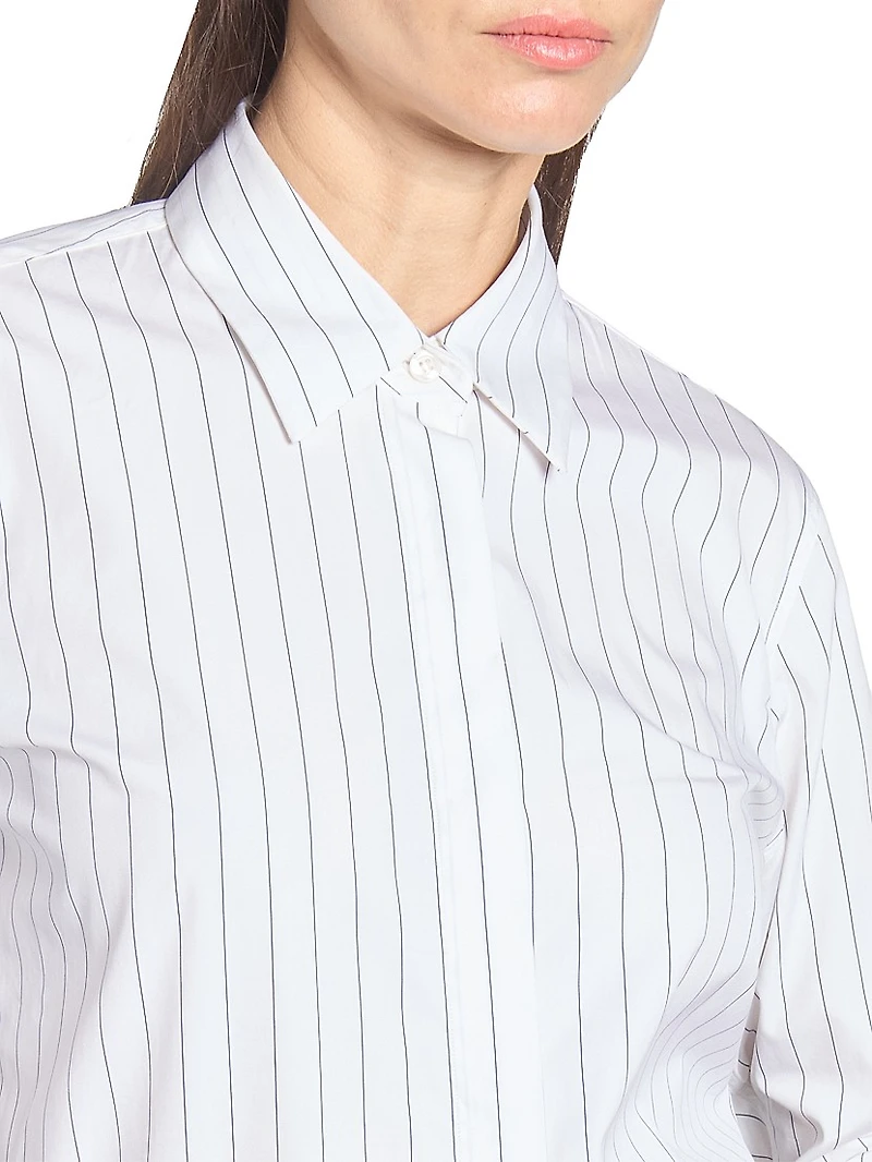 Boxy Mini Striped Cotton Shirt
