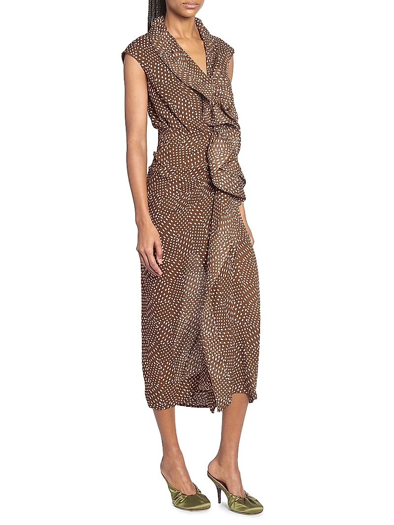 Davylo Polka Dot Ruffle Midi-Dress