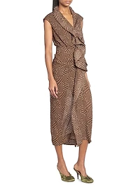 Davylo Polka Dot Ruffle Midi-Dress