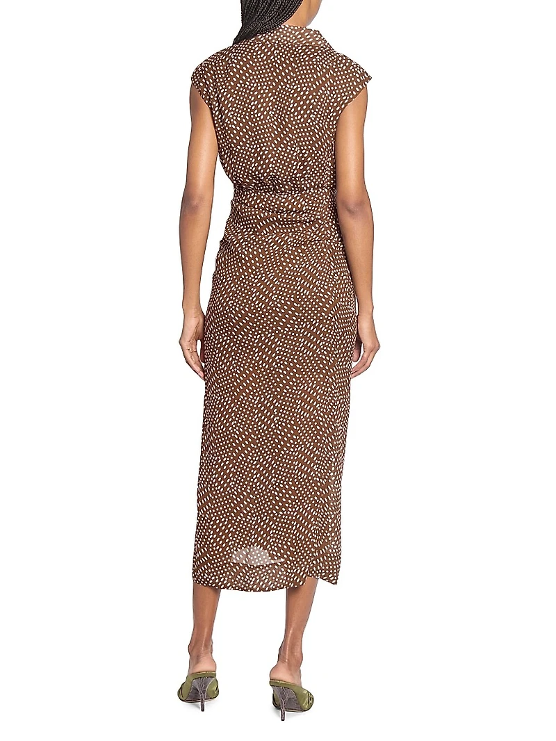 Davylo Polka Dot Ruffle Midi-Dress