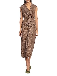 Davylo Polka Dot Ruffle Midi-Dress