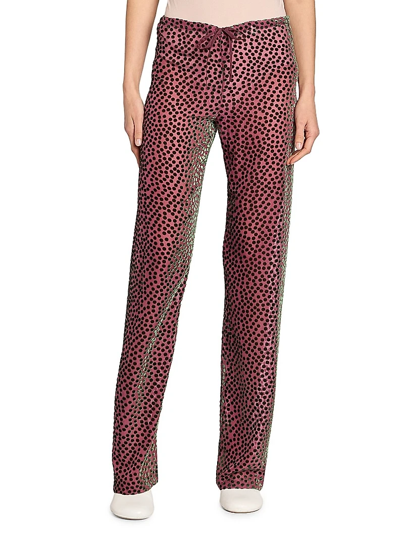Polka Dot Silk-Blend Pants