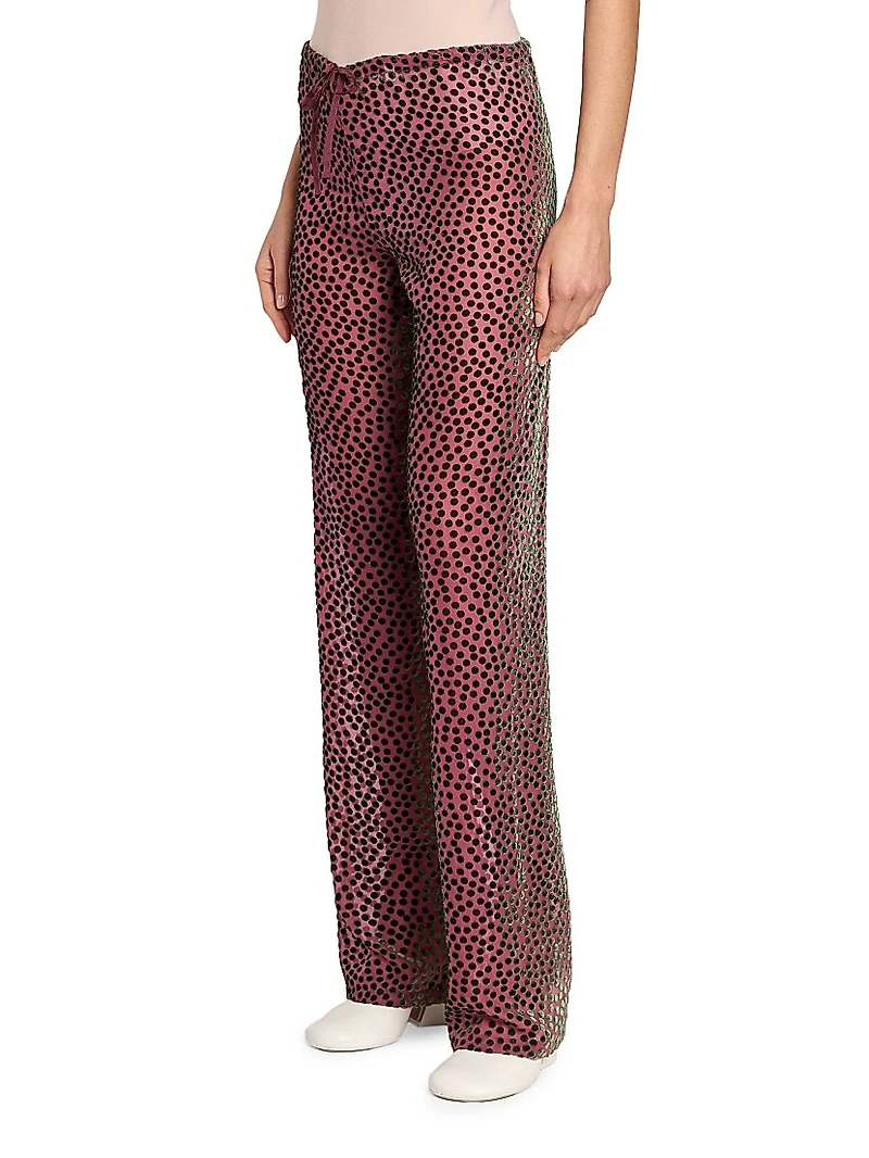 Polka Dot Silk-Blend Pants