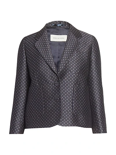 Printed Wool-Blend Jacquard Blazer
