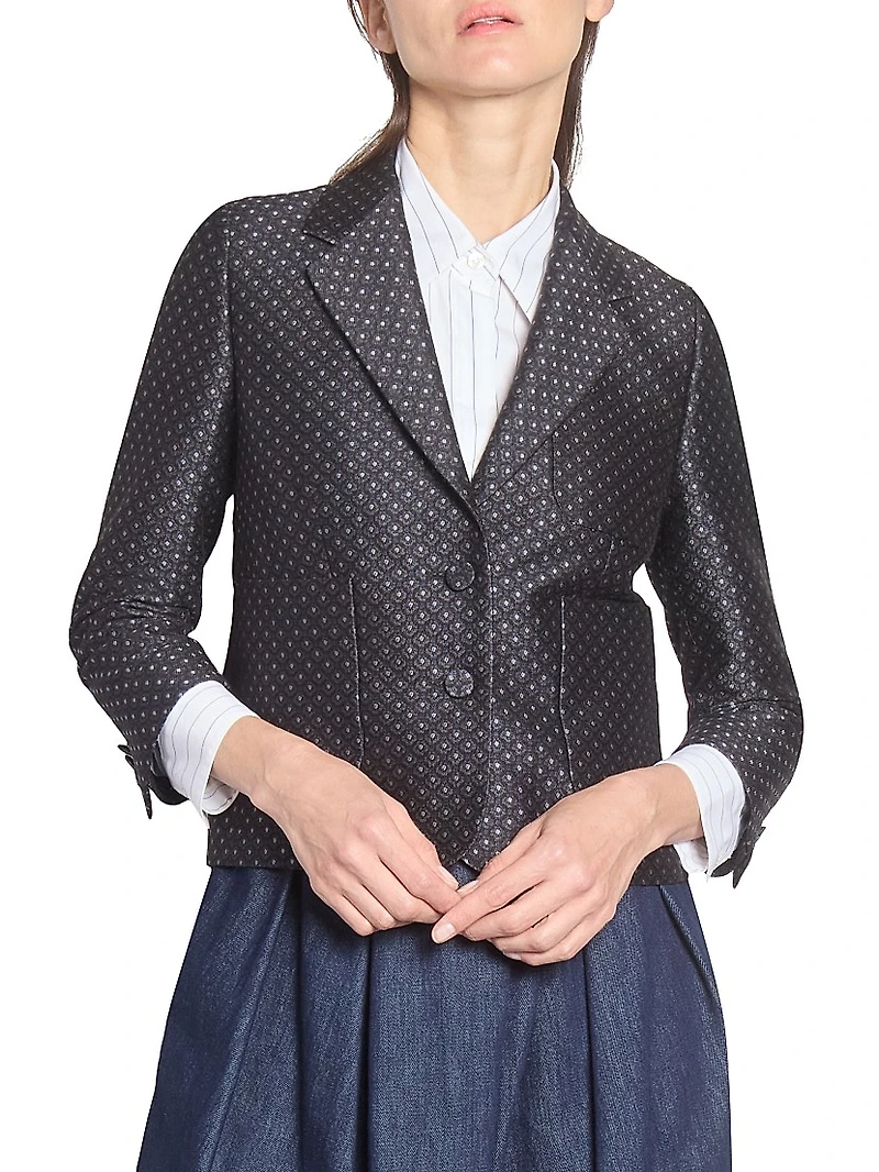 Printed Wool-Blend Jacquard Blazer