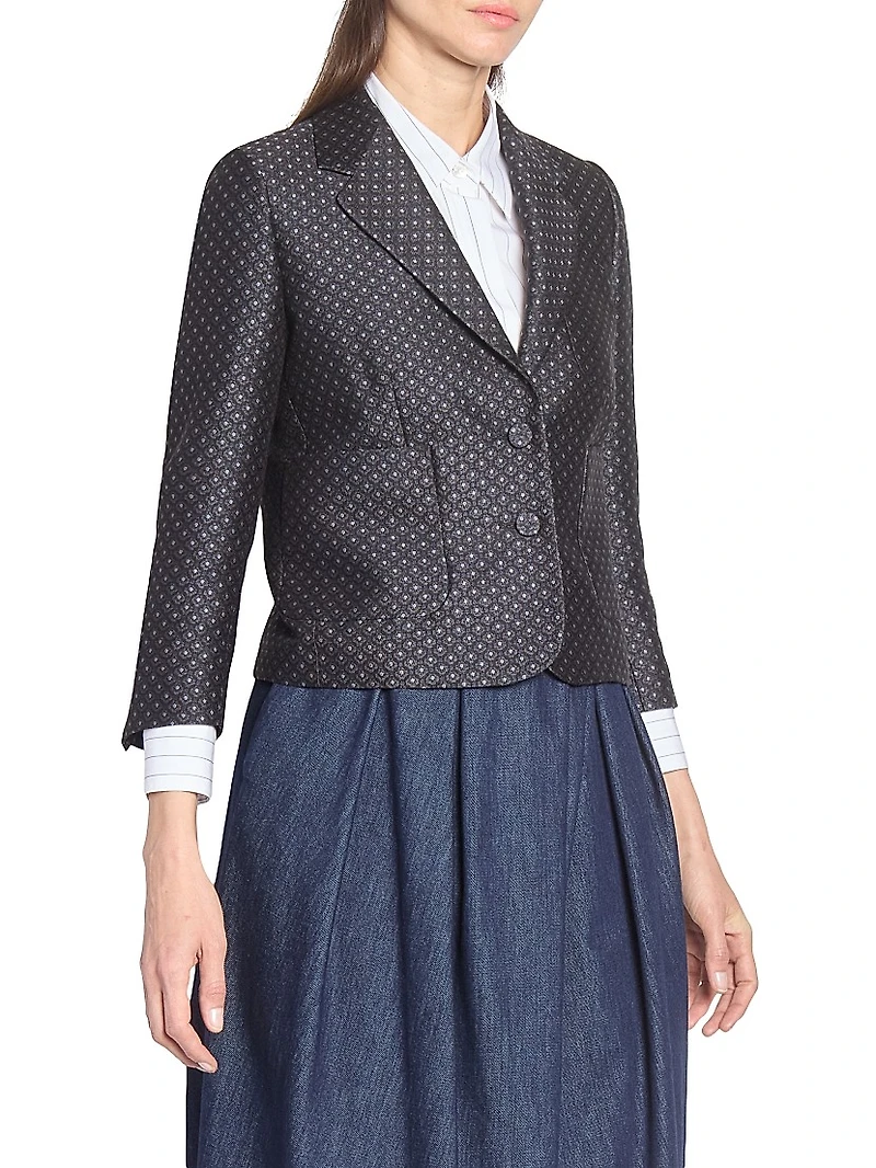 Printed Wool-Blend Jacquard Blazer