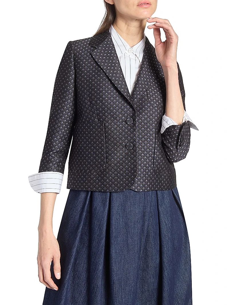 Printed Wool-Blend Jacquard Blazer