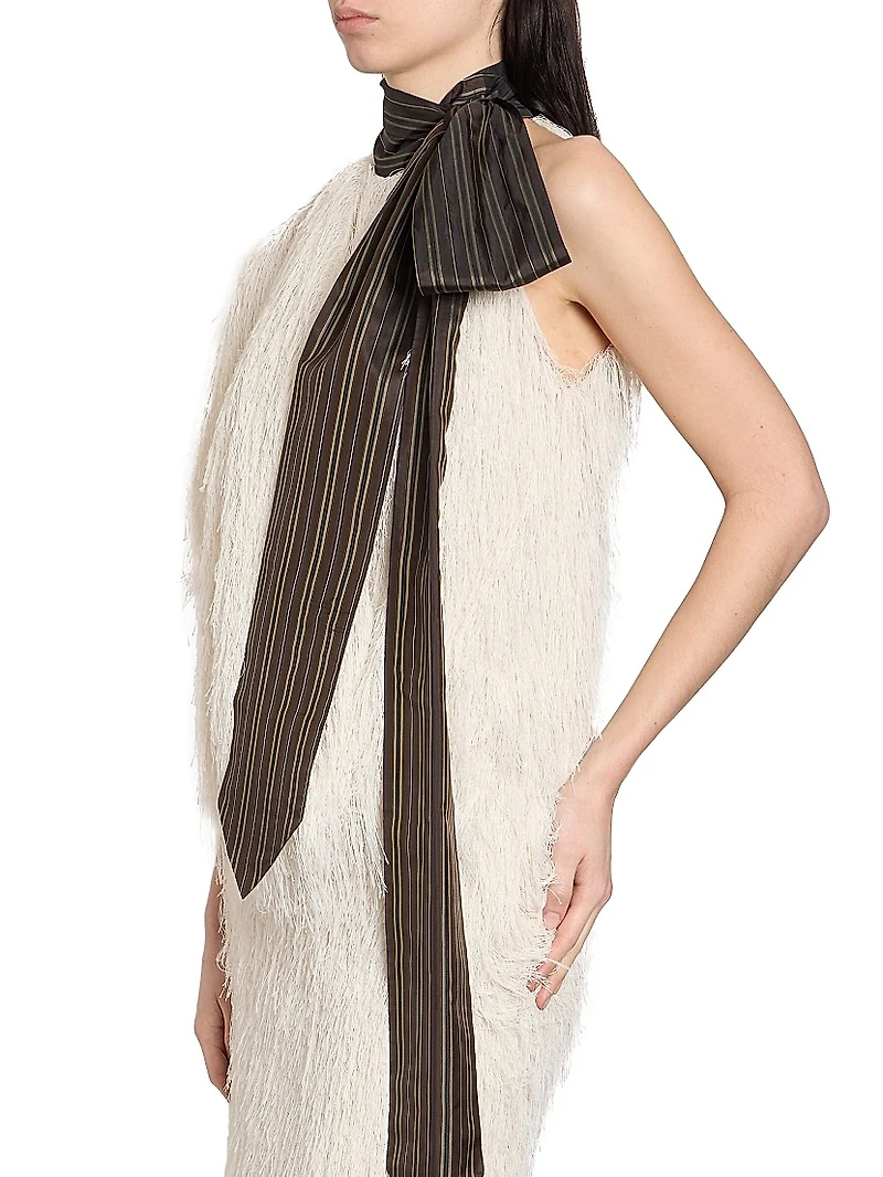 Fringed Contrast-Trim Top