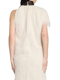 Fringed Contrast-Trim Top