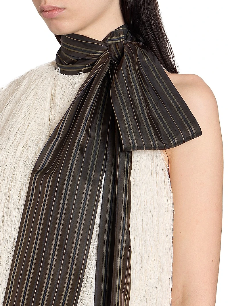 Fringed Contrast-Trim Top