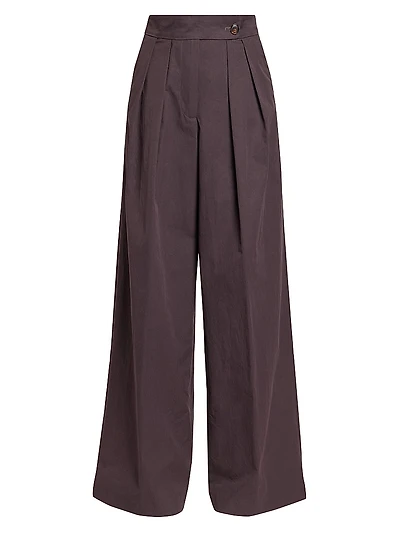 Pamplona Pleated Cotton Wide-Leg Pants