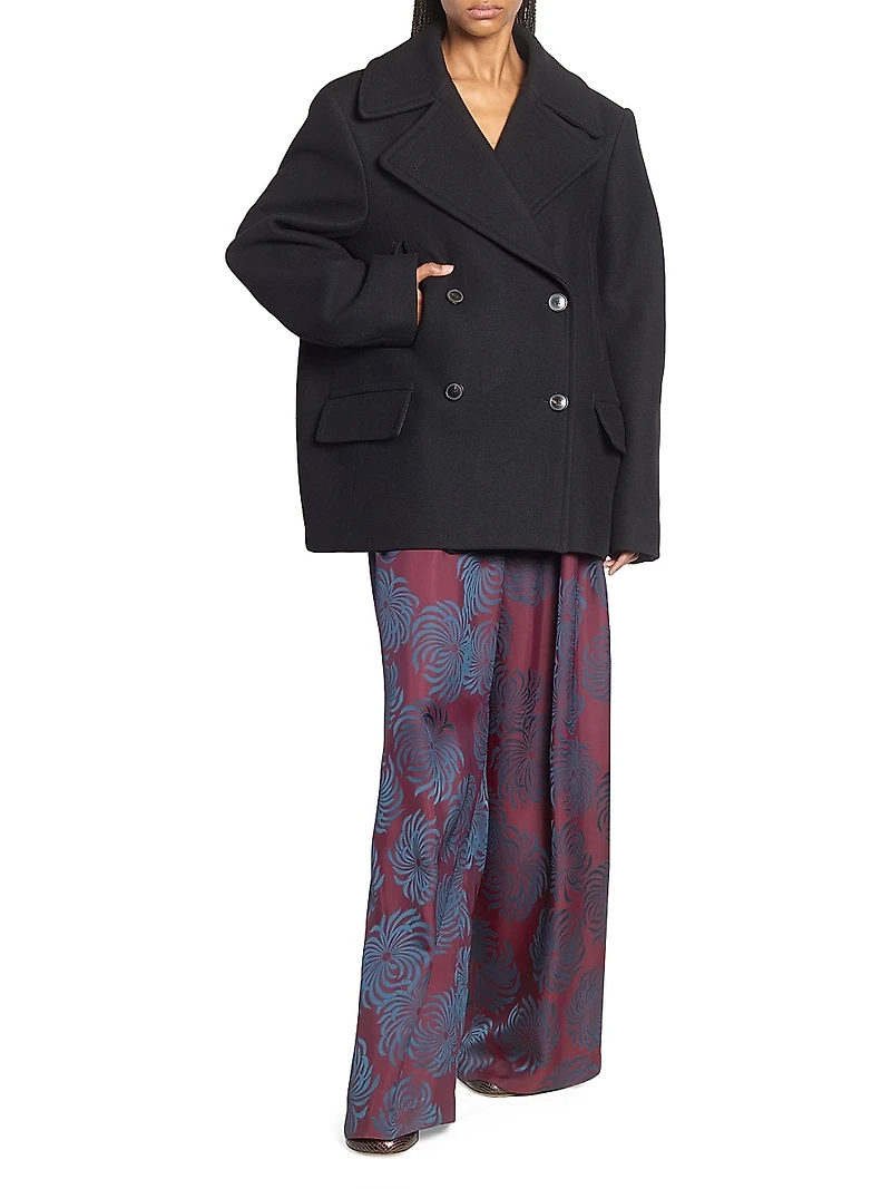 Vafel Double-Breasted Wool-Blend Oversized Jacket