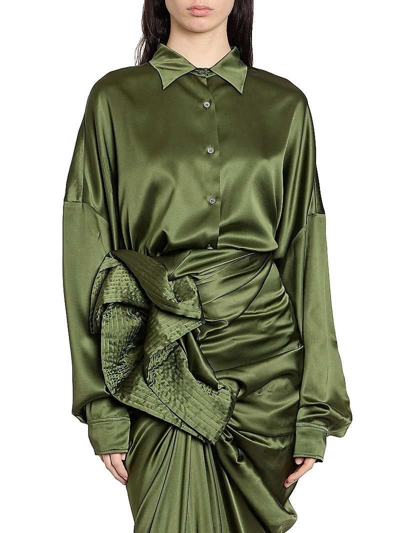 Casia Oversized Stretch Silk Shirt