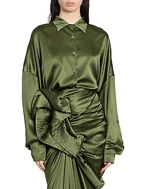 Casia Oversized Stretch Silk Shirt