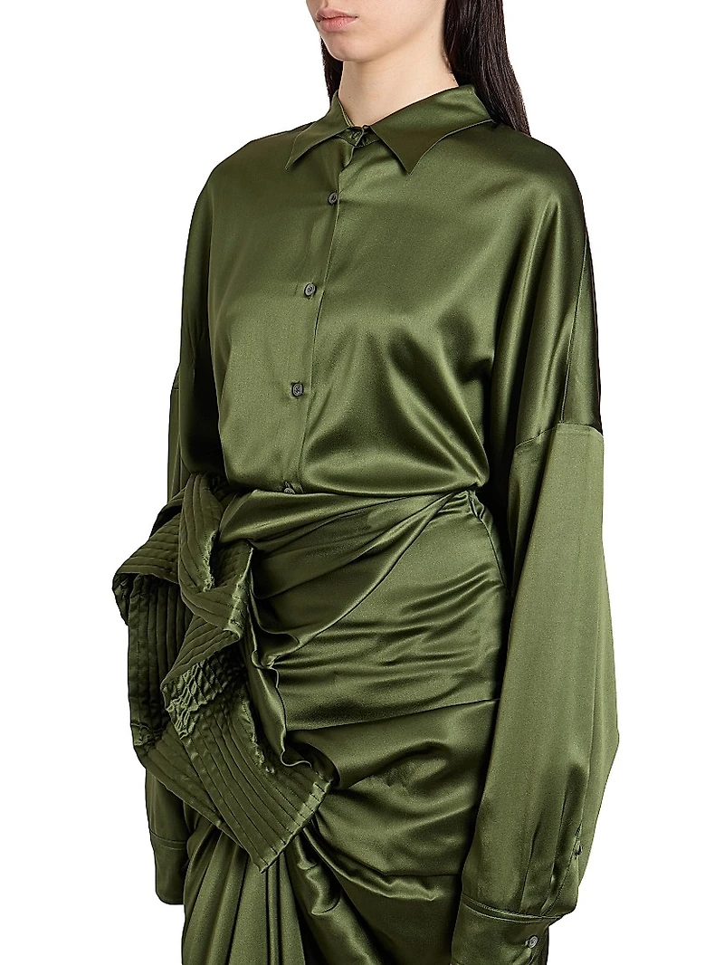 Casia Oversized Stretch Silk Shirt