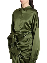 Casia Oversized Stretch Silk Shirt