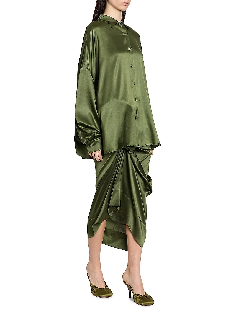 Casia Oversized Stretch Silk Shirt