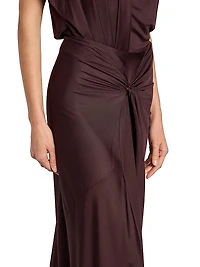 Humila Knotted Jersey Sheath Maxi Skirt