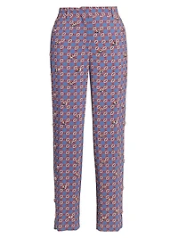 Paxy Embellished-Trim Printed Crepe Pants