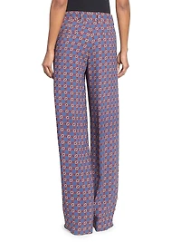 Paxy Embellished-Trim Printed Crepe Pants