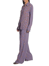 Paxy Embellished-Trim Printed Crepe Pants