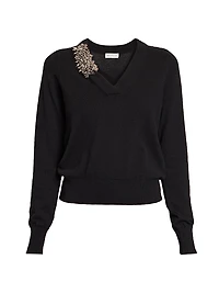 Tinker Embellished-Trim Cashmere Sweater