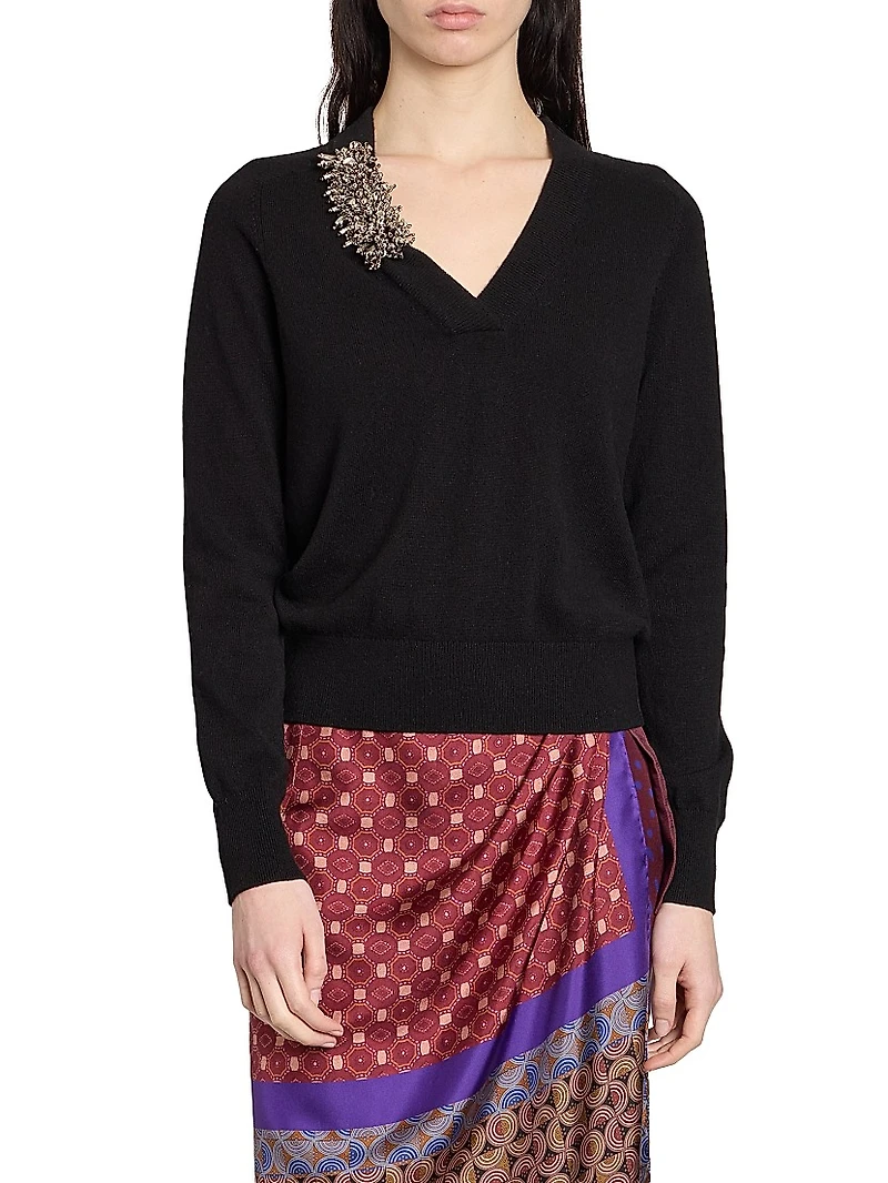 Tinker Embellished-Trim Cashmere Sweater