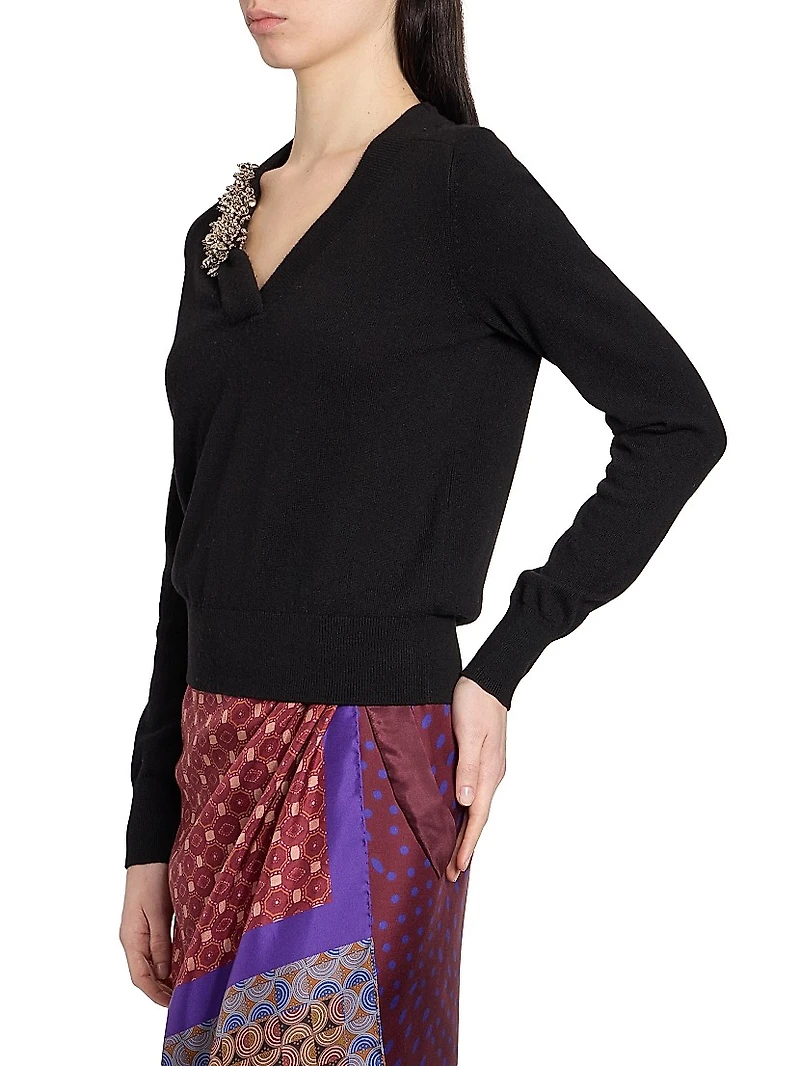 Tinker Embellished-Trim Cashmere Sweater