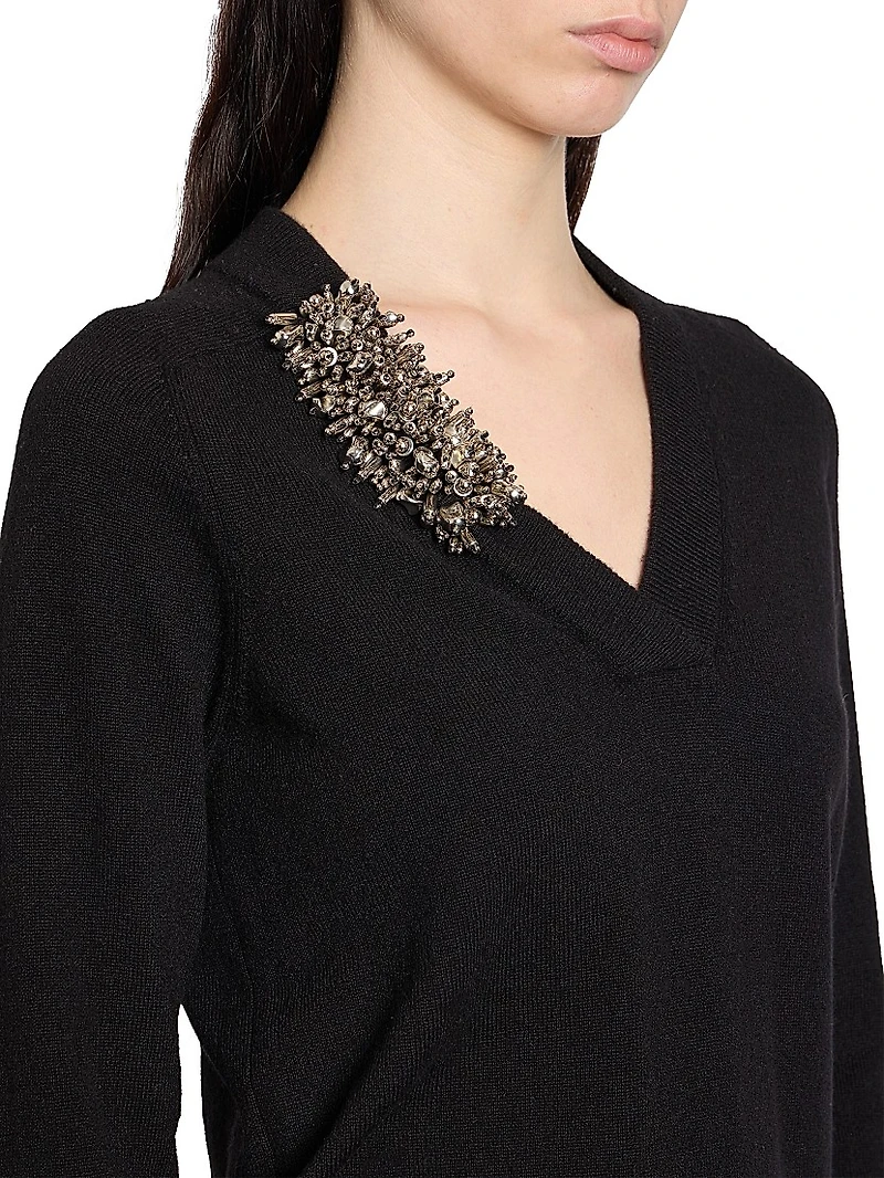 Tinker Embellished-Trim Cashmere Sweater