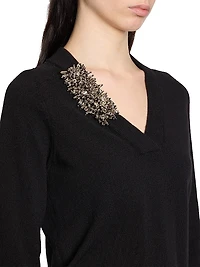 Tinker Embellished-Trim Cashmere Sweater