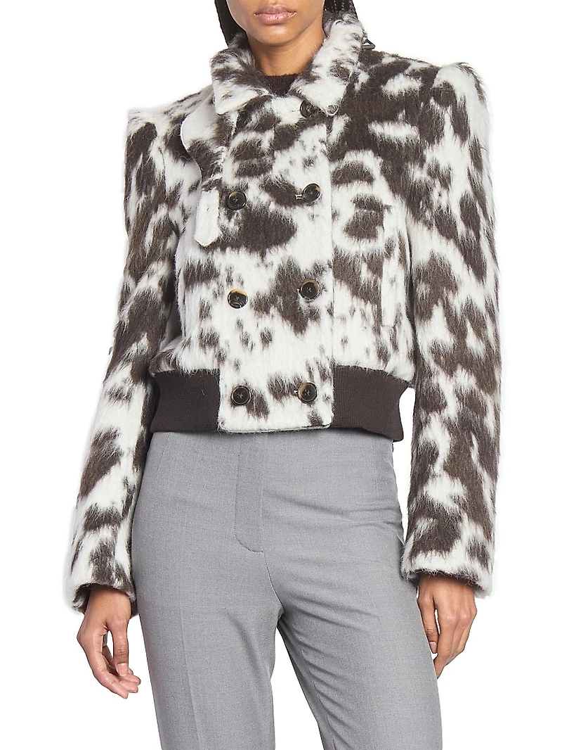 Vudy Cow-Print Wool-Blend Jacquard Jacket