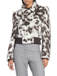Vudy Cow-Print Wool-Blend Jacquard Jacket