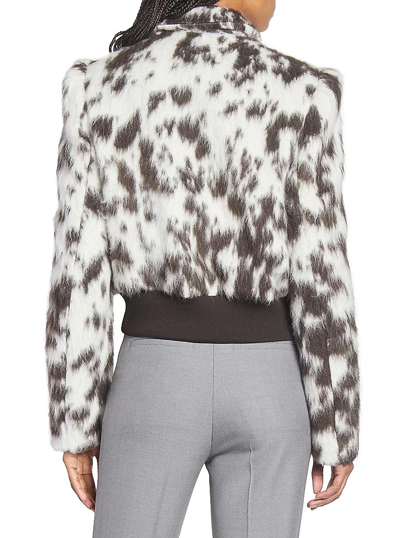 Vudy Cow-Print Wool-Blend Jacquard Jacket