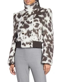 Vudy Cow-Print Wool-Blend Jacquard Jacket
