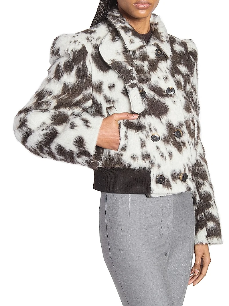 Vudy Cow-Print Wool-Blend Jacquard Jacket