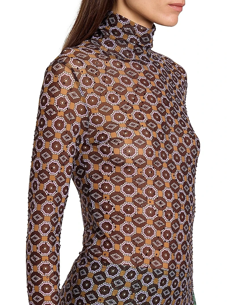 Hoyser Printed Turtleneck Top