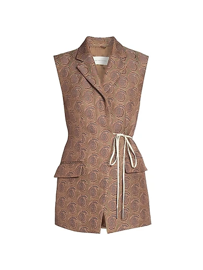Bimbila Printed Sleeveless Blazer