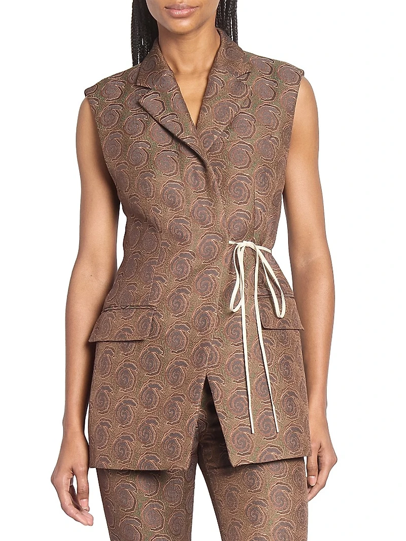 Bimbila Printed Sleeveless Blazer