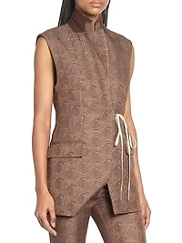 Bimbila Printed Sleeveless Blazer